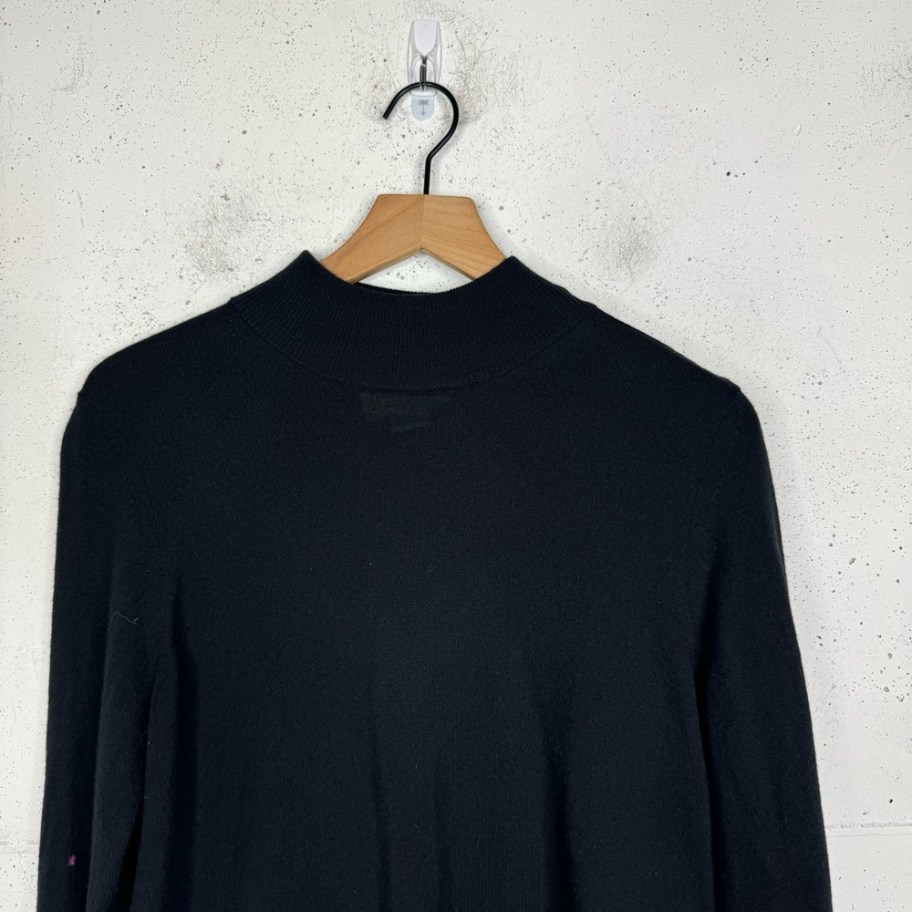 Broome Street Kate Spade Black Lace Trim Mock Neck Sweater Big Pearls Medium - Picture 2 of 9